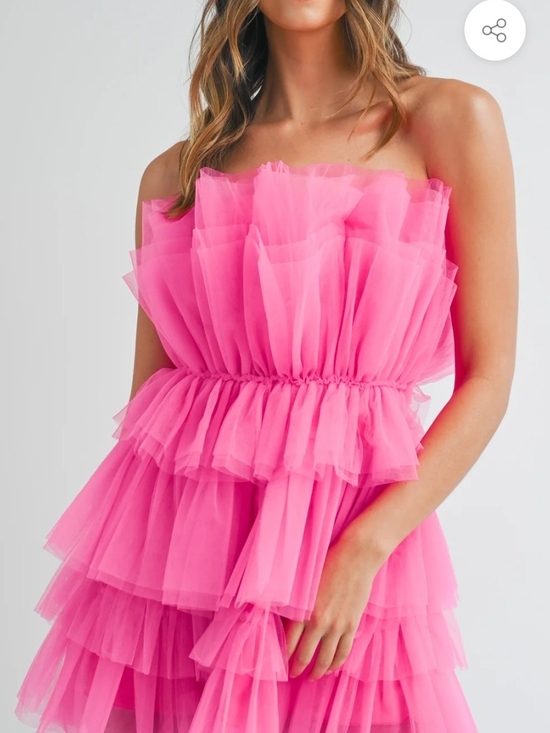Mable Dresses & Skirts - Elegant Hot Pink Strapless Ruffle Tulle Mini Dress
